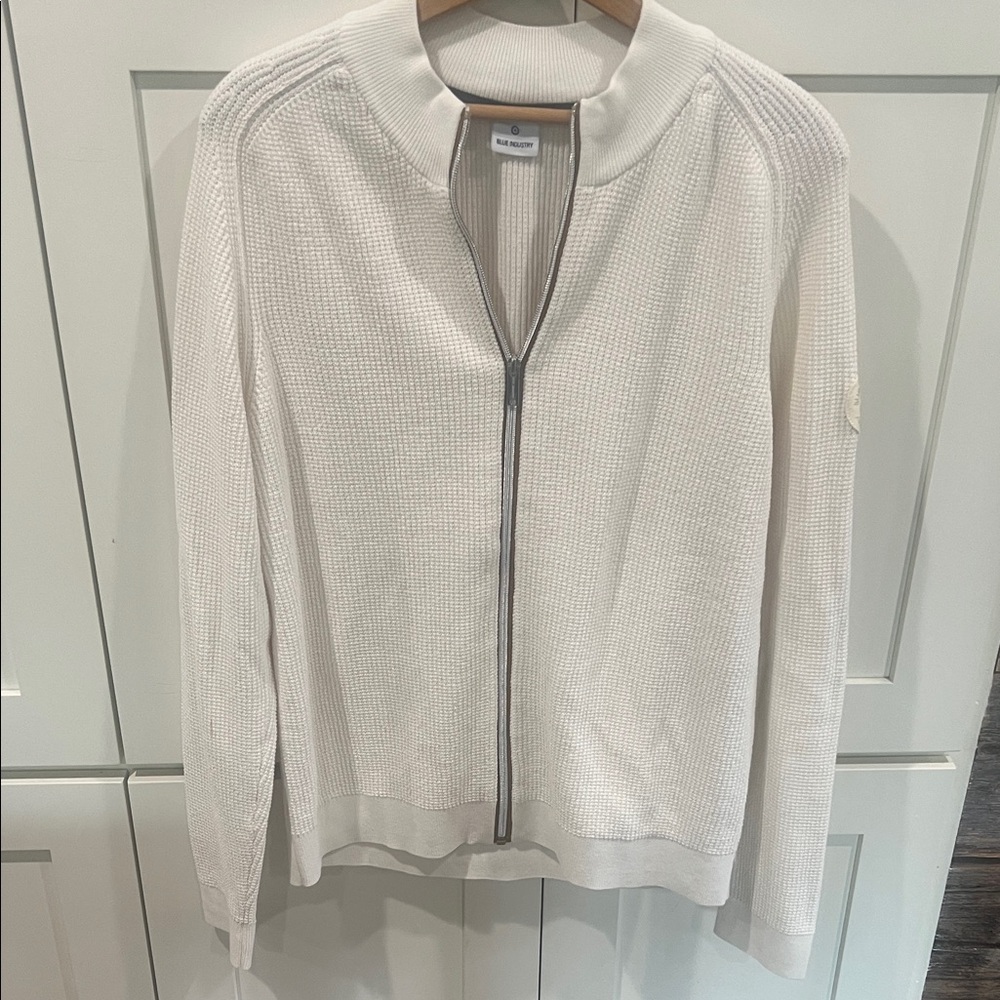 Blue Industry 100% cotton cream knit Zip-Up Sweater size L